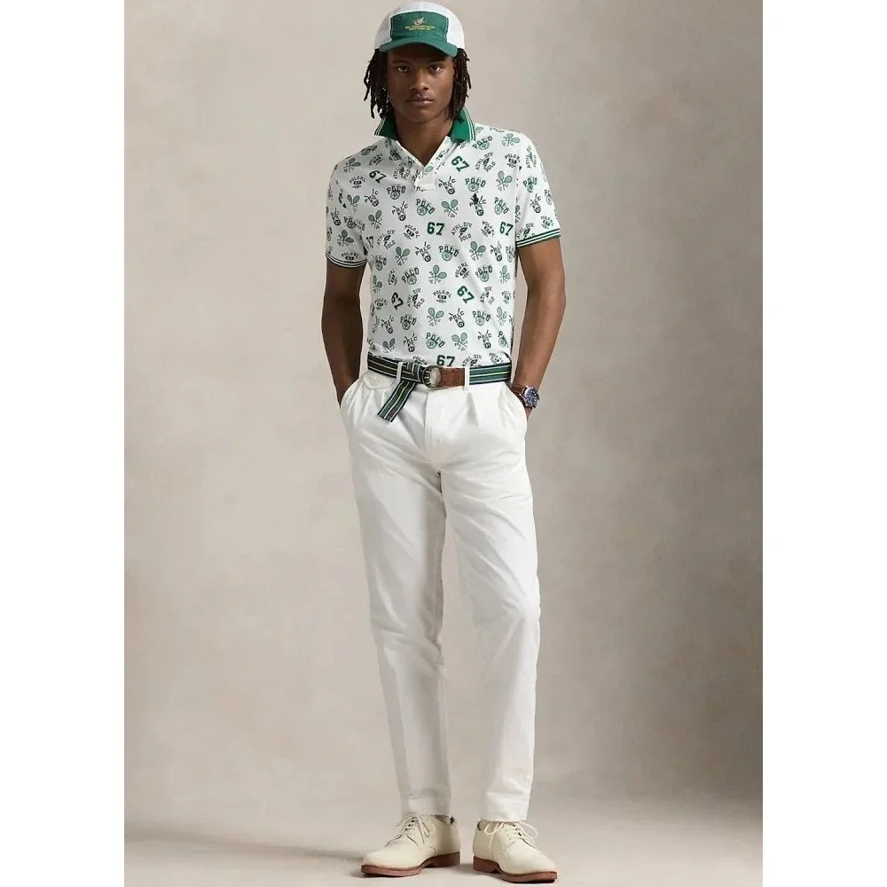 Polo‎ Ralph Lauren Men's Big & Tall 3XLT White Green Sports Graphic Polo Shirt